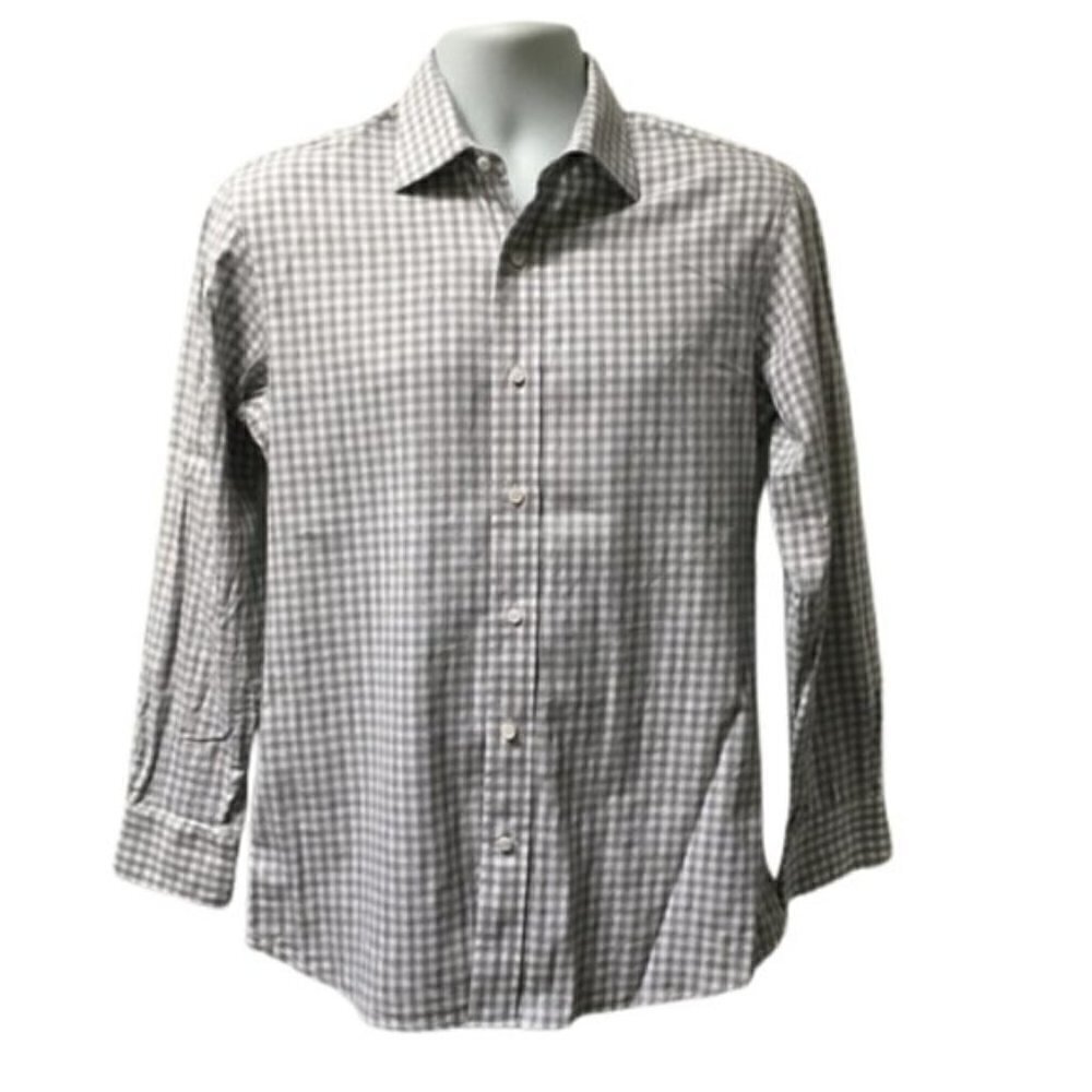 Spier & Mackay White Gray Checkered Long Sleeve Casual Shirt